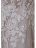 Ivory Floral Lace Glitter Tulle Slit Stunning Wedding Dress
